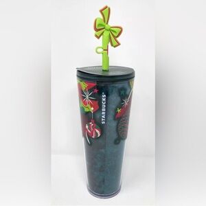 Starbucks 2023 Holiday Venti Ornament Cold Cup Tumbler w/ Bow Straw Topper